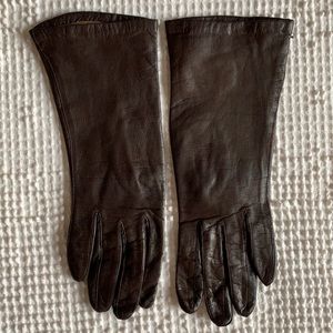 Vintage Leather Silk Lined Gloves